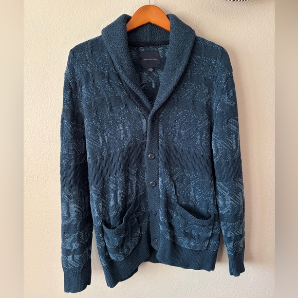 American Eagle Outfitters Other - American Eagle Men’s Chunky Knit Shawl Collar Grandpa Cardigan Teal Blue Large
